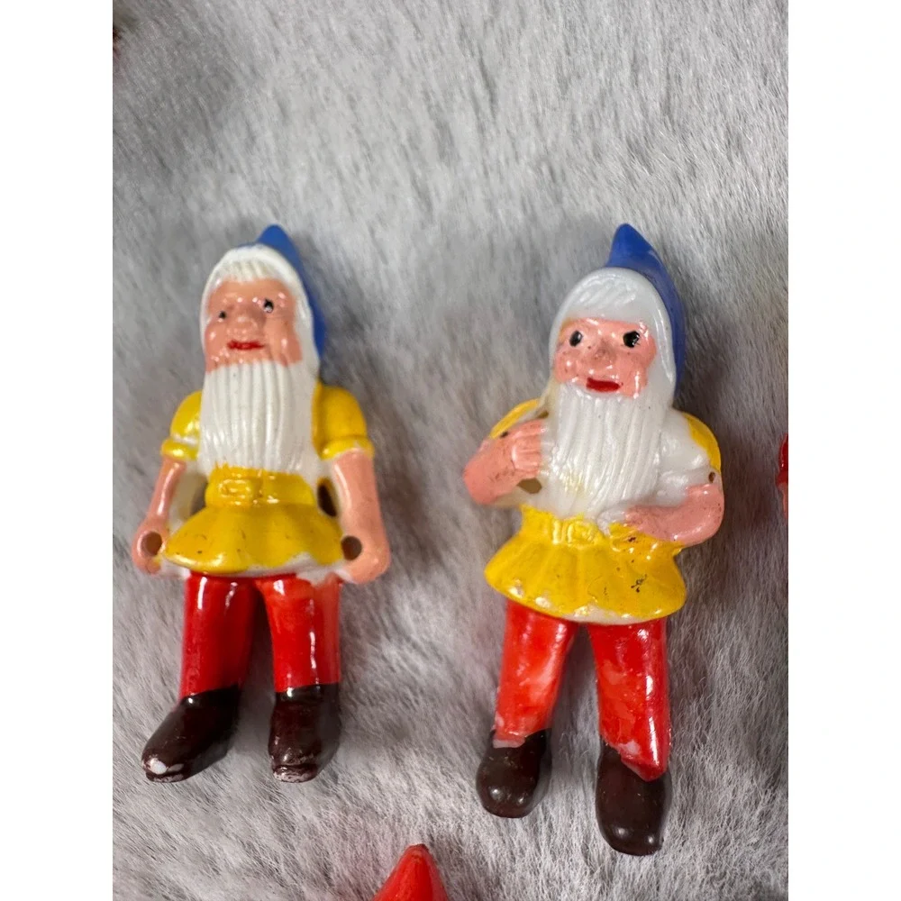 Vtg Cake Toppers Snow White Dwarfs Cottage Plastic Set Decor Baking Retro